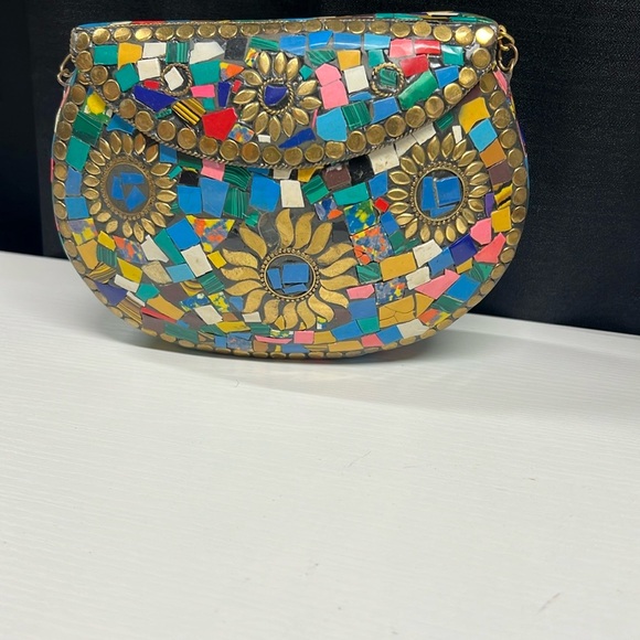 Ramla Handmade Mosaic Metal Clutch & Crossbody Bag